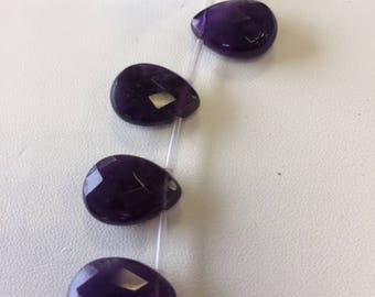 16x12mm AA top drilled Amethyst faceted drop