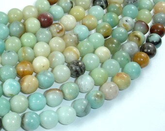 Amazonite Beads, Round, 8mm, 15.5 Inch, Full strand, Approx 47-50 beads, Hole 1 mm, A quality (111054016)