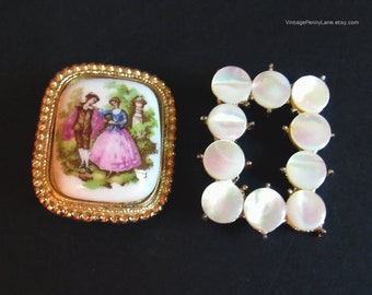 Vintage Pin / Brooch Lot, Cameo, Mother of Pearl