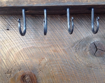Lot of 4 Hand Forged Mantle or Under Shelf Hooks
