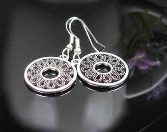 Silver bohemian earrings, nickel free surgical stainless steel earrings, dangle drop earrings, bridesmaids gift, silver bohemian jewelry