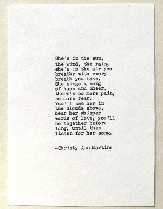 She's In the Rain - Hand Typed Poem