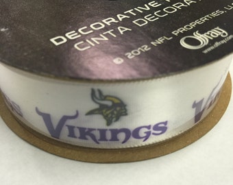 7/8" NFL Minnesota Vikings Ribbon, 9 foot spool, Licensed NFL Offray Ribbon