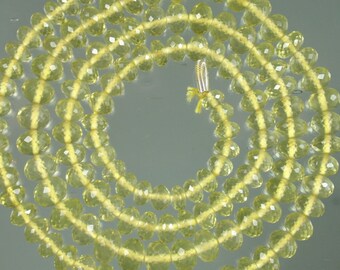 AAA Lemon Quartz Micro-Faceted Rondelles 3mm - 6mm