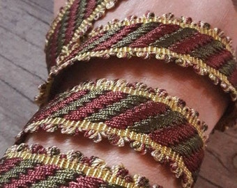 V56 plaited yellow green and Burgundy 22mm