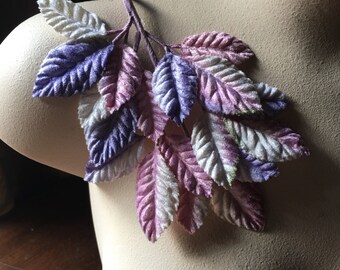 Mauve Purple Leaves Velvet Millinery for Hats, Boutonnieres, Costume Design, Millinery Supply ML 160