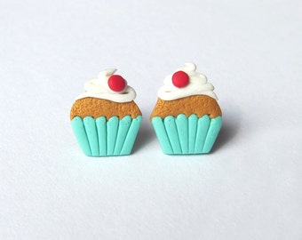 Polymer Clay Earrings, Miniature Food Earrings, Girls Earrings, Mint Earrings, Cupcake Earrings, Kawaii Earrings, Cute Earrings, Girls Gifts