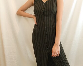 Vintage 90's Striped Button Down Maxi Dress