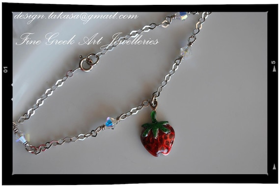 Strawberry bracelet sterling silver fine jewellery in chain lakasashop best ideas gift for her woman mother girl baptism children baby mommy