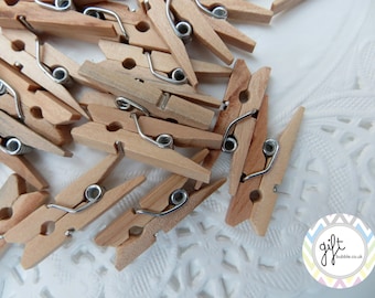100 Mini Wooden Pegs Clothes Pins 1" Arts and Crafts, Wedding, Parties, Favours