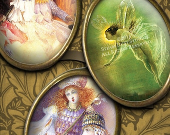 Victorian Fairy Paintings - 30x40mm Cameo-Size Images - Digital Collage Sheet - Instant Download - Fairy Printables - Digital Jewelry Art