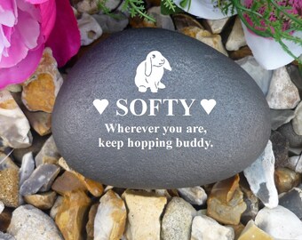 Personalised Pebble (Stone Effect) - Pet Memorial - Weatherproof - Personalised - Rabbit