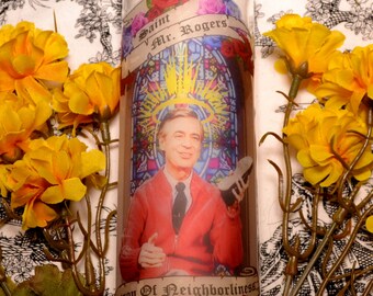 Mr Rogers Celebrity Prayer Pillar Candle Veladora Day Of The Dead Altar Halloween Dia De Los Muertos