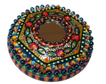 Mexican Punched Tin, Punched Tin Mirror, Mexican Mirror, Mexican Decor, Mexican Folk Art, Wood Mirror, Mexican Kitsch, Wall Mirror