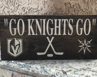 NHL Vegas Golden Knights "Go Knights Go" RUSTIC wood sign..