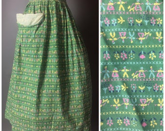 Vintage 50s skirt / 1950s skirt / novelty print skirt / full skirt / day skirt / cotton skirt / 5010