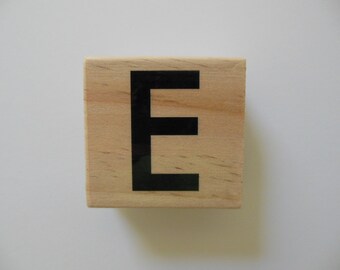 Letter E Stamp - Paisley Pizazz Collection - Wood Mounted Rubber Stamp - Alphabet Letter E