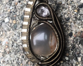 Agate and vera cruz amethyst pendant