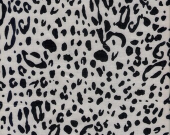 Leopard Print Challis. Black on White. 54"wide.