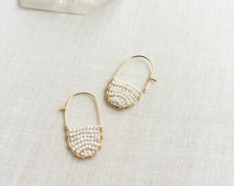 Pearl Hoop Earrings - Gold Pearl Earrings - Fresh Water Pearl Earrings - Pearl Earrings Gold - Gold Hoop Earrings - Pearl Hoops - Pearls