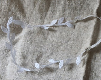 headband "Ribbon white leaves"