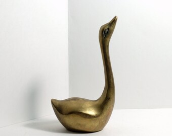 Vintage Brass Swan Figurine