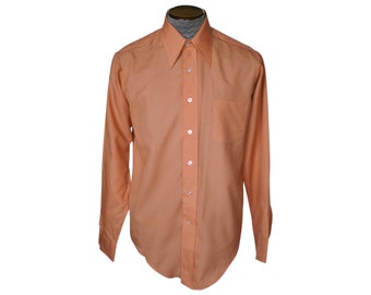 Vintage 1970s Dress Shirt Van Lustre by Van Heusen Coral Colour Size L Tall