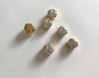 Rhinestone Crystal has sew base gold 10 mm