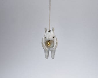 Handmade Jewelry. Ceramic Pendant. Bunny Pendant. Bunny Jewelry. Rabbit Necklace. Bunny Necklace. Rabbit Jewelry. Easter Bunny Rabbit Bells