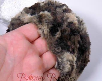 ANIMAL PRINT Powder Puff | plush powder duster | brown and taupe | gift box option | made by Bonny Bubbles
