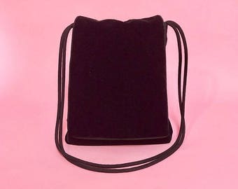 Velvet crossbody tote bag w/ satin piping
