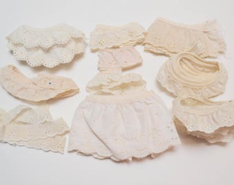vintage eyelet trim lot, over 10 yards