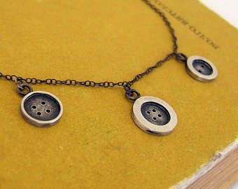 Sterling Silver Buttons Necklace