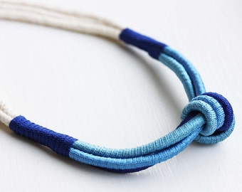 Rope Knot Necklace - Navy and Blue