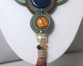 Soutache unique symetrical necklace