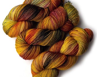 Hand Dyed Yarn Merino Nylon Sock Yarn, 433 yards, Oak Leaves