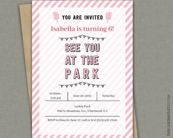 5x7 park birthday party invitation park party printable