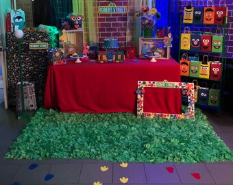 Sesame Street footprints, Elmo footprint , cookie momster footprint, childrens party decorations, first birthday theme