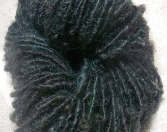 Handspun Curly Bulky Leicester Longwool Yarn in Deep Green Blue Gray by KnoxFarmFiber for Knit Crochet Weave Felt
