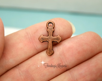 3 Cross Charm Antique Copper Tone 19 x 12 mm - cg209