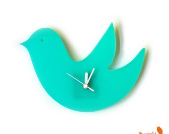 Mint Green Birdie Wall Hanging Clock