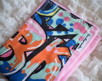 Baby Burp cloth - pink graffiti street art hand dyed burp cloth