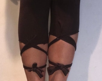 xs/s brown tie-bottom legging