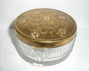 Estate Glass Gold Detailed Cover Powder Jar