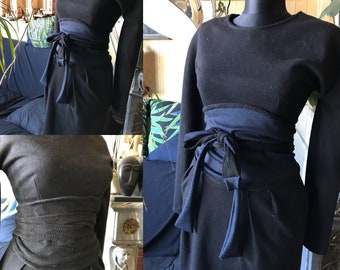 Reversible Obi belt, waist cincher jean denim, ethnic belt, Japanese belt and blue Wax.