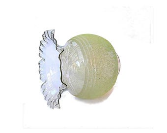 Vintage clear and textured glass chimney lamp shade. Ruffled hurricane lampshade.