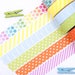 Ombre Dot Washi Tape Set - 6 Rolls: Multicolored Dot - Yellow Stripe - Orange Dot -Bright Lime Dot - Blue Wavy Stripe - Pink Diagonal Stripe