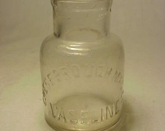 c1890s Chesebrough Vaseline New York ,N.Y., Clear Glass Cork Top Medicine Bottle No. 2