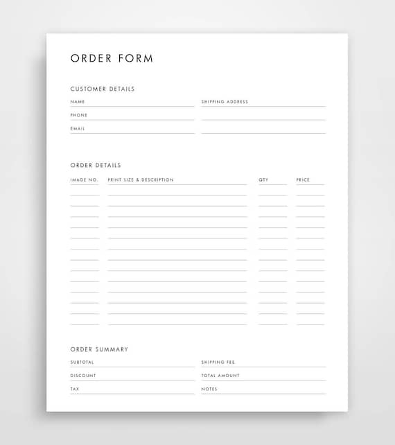 printable order form