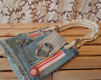 Sacoche fait main, Handmade bag, Bandouilère fait à la main, Handmade purse